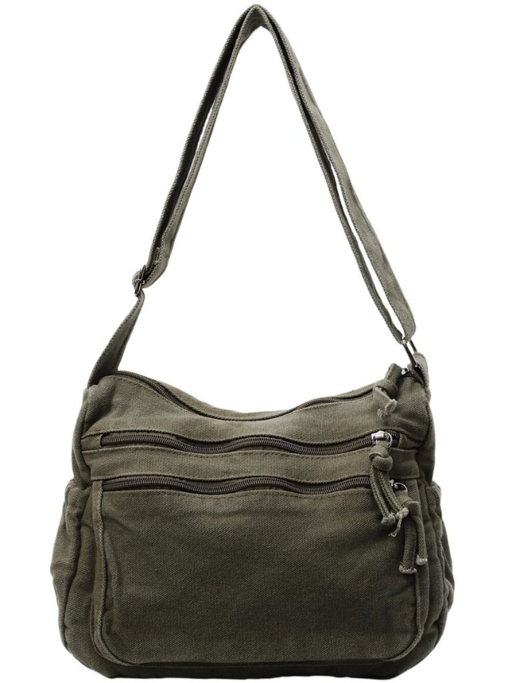 Canvas Crossbody Bags for Women Men Tote Shoulder Purses with Zipper Pockets